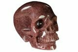 Realistic, Carved Strawberry Quartz Crystal Skull #150904-1